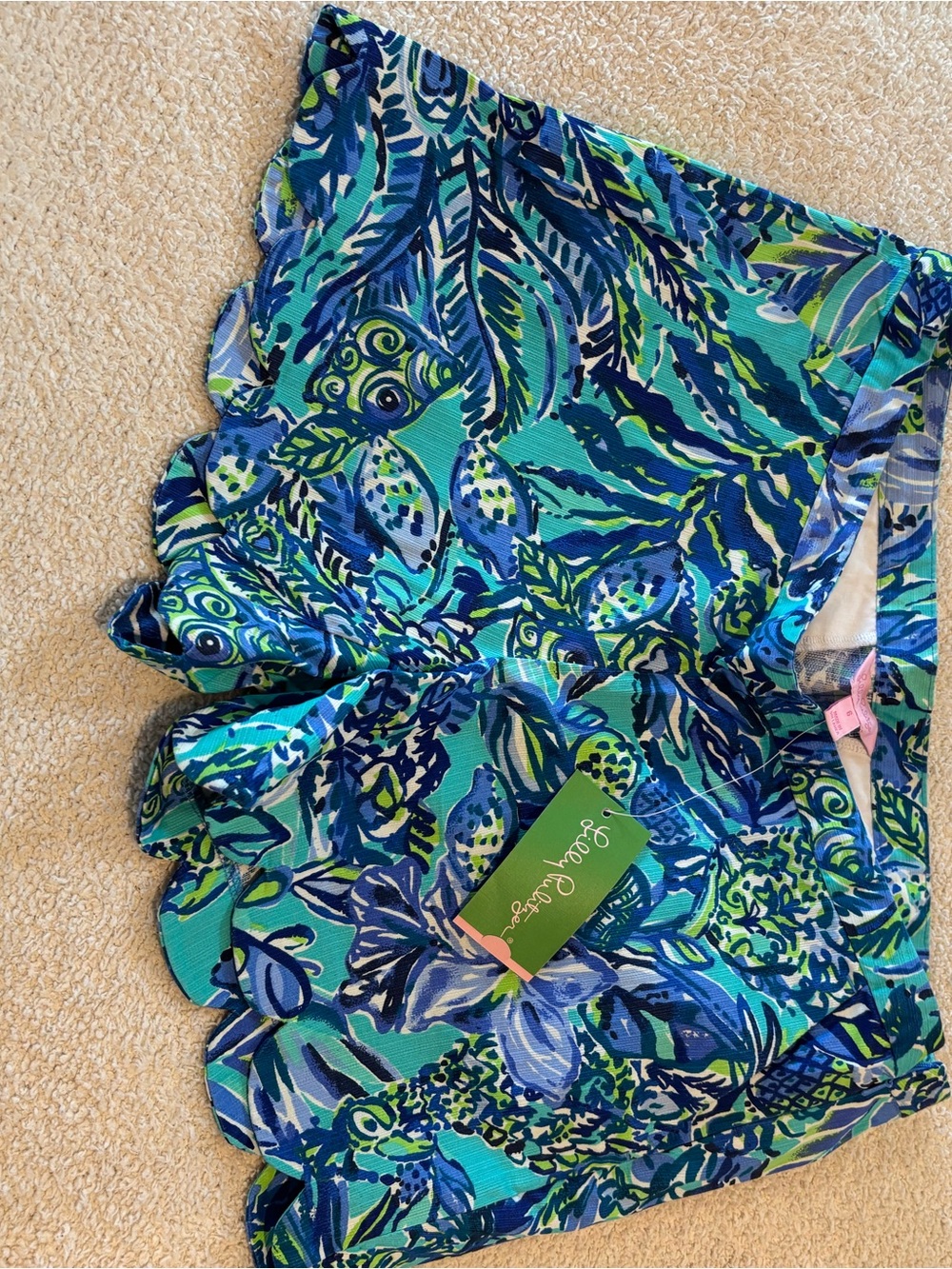 Lilly Pulitzer Blue, Teal & Navy Tropical Print Skirt